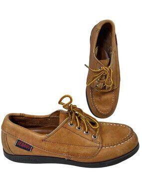 Vintage Sebago Campsides Boat Moc Shoes 13.5N Tan Leather Country Preppy Outdoor